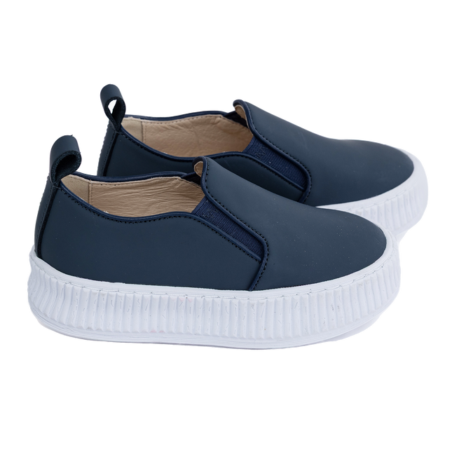 S702 - Navy Nubuk Slip-on Sneaker