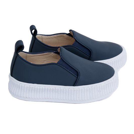 702 - Navy Nubuk Slip-on Sneaker