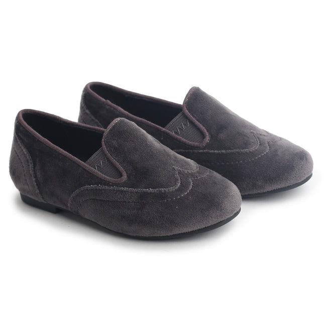 703 - Grey Velvet Wingtip Loafer