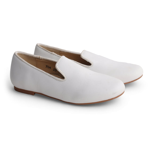 704 - White Deep Leather Loafer