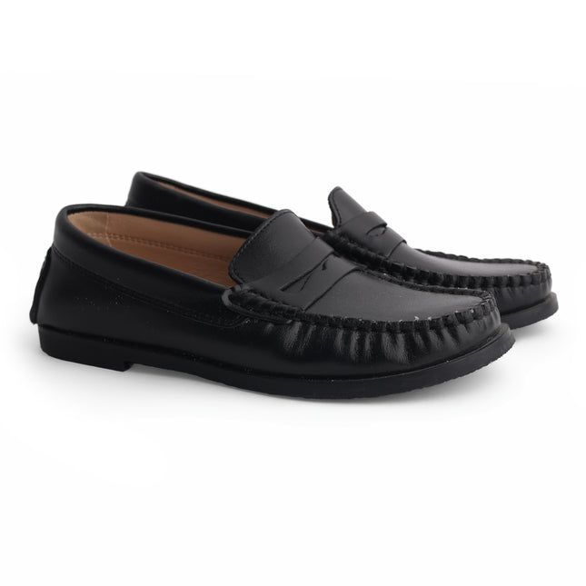 705 - Black Leather Platform Loafer