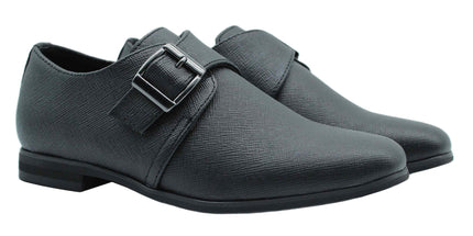 707 - Black Leather Buckle Shoe