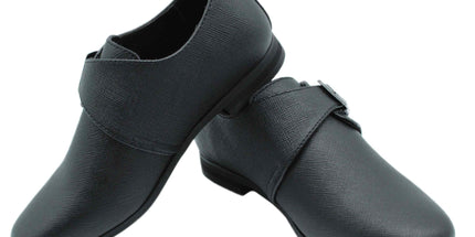 707 - Black Leather Buckle Shoe