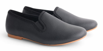 711 - Black Leather Grain Loafer