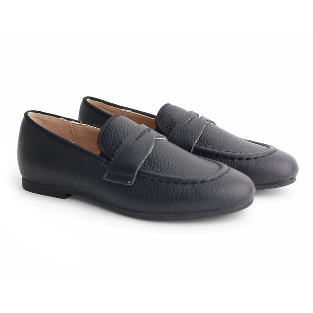 712 - Black Leather Pebbled Loafer