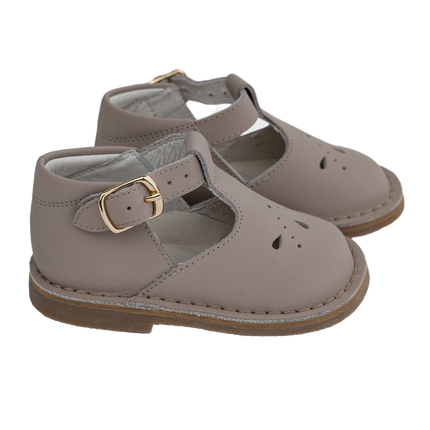 S803- Beige Nubuk T-Strap