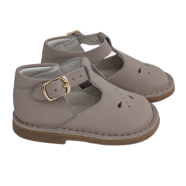 S803- Beige Nubuk T-Strap