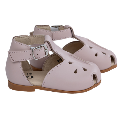 S808- Pink Leather T-Strap