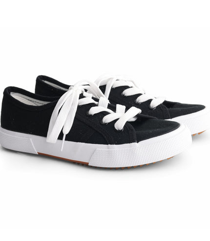 904 - Black Knit Laced Sneaker