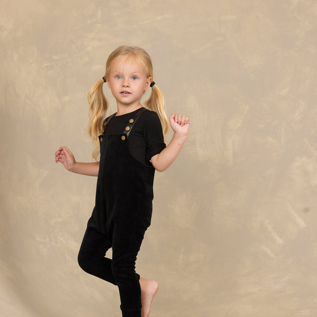 F22- Black Baby Romper with Leather Adjustable Straps