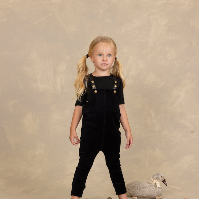 F22- Black Baby Romper with Leather Adjustable Straps