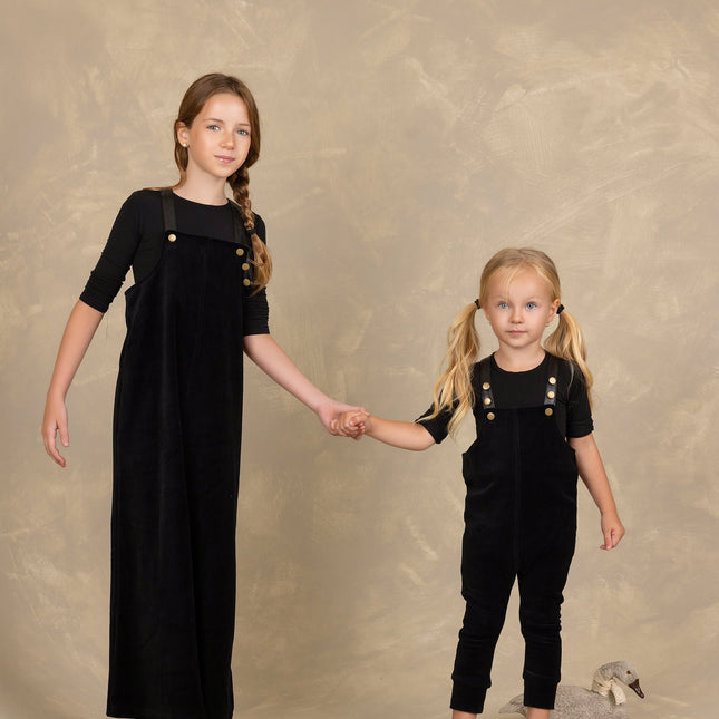 F30- Black Maxi Jumper with Leather Adjustable Straps