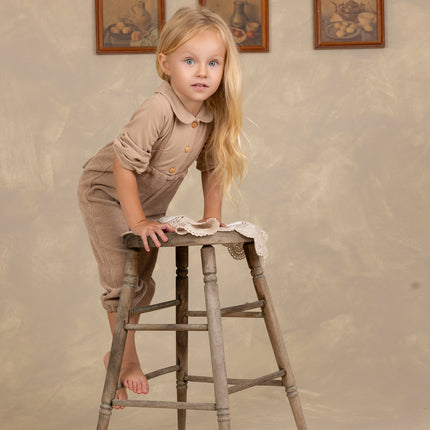 C31- Sand Cord Romper and Knit Onesie, for Boy/Girl