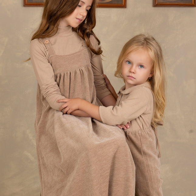 C40- Sand Cord Maxi Jumper and Mock Neck