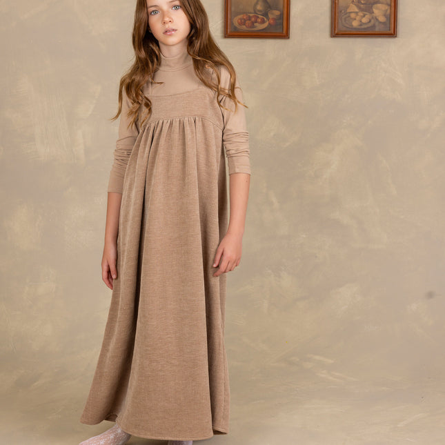 C40- Sand Cord Maxi Jumper and Mock Neck