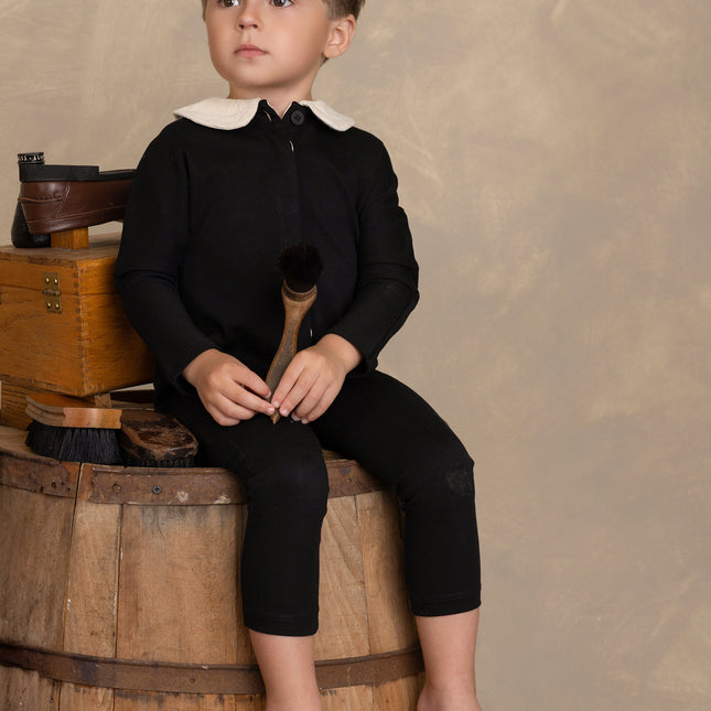 A24- Off White Cord Collar Boys' Romper