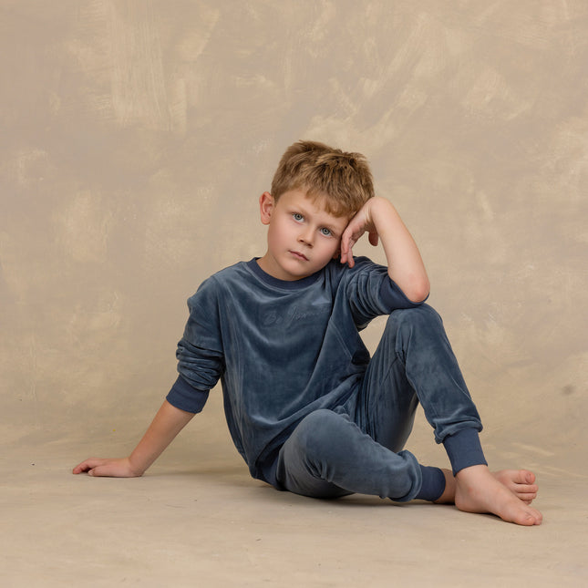 P11- Boys' Sky Blue Velour Pajamas