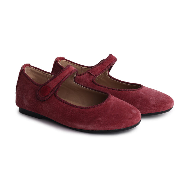 WGS-78  Girls Maroon Suede Mary Jane Shoes