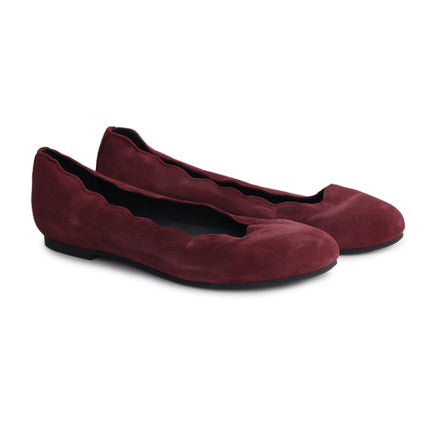 WTS-84 Girls Burgundy Suede Ballet Flats