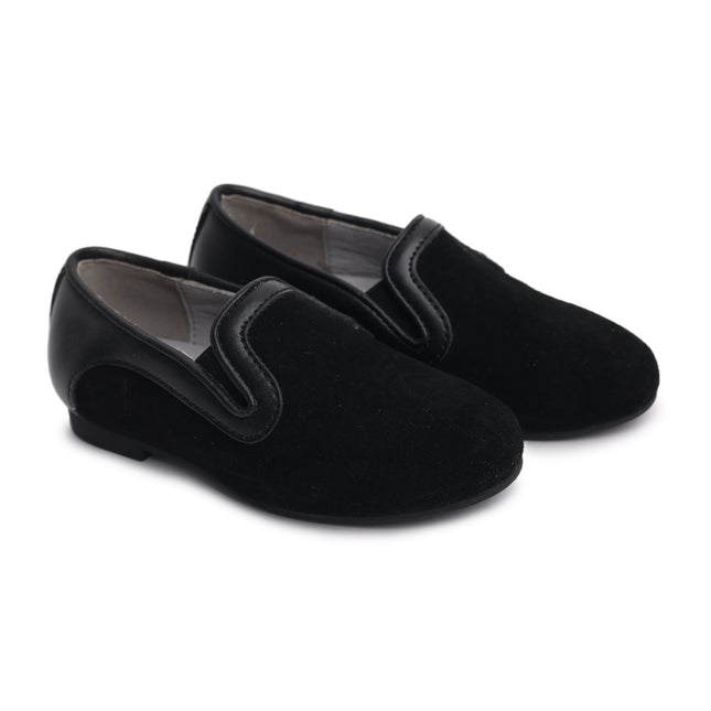 W408 - Black Suede/Leather Boys Step-in